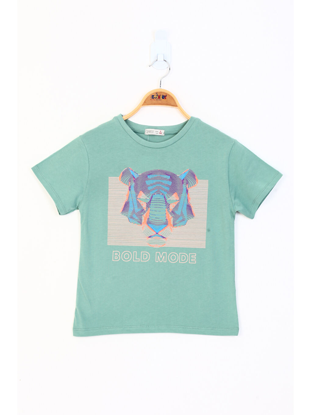 Yeşil Erkek Çocuk Kabartma Baskılı Tişört-1