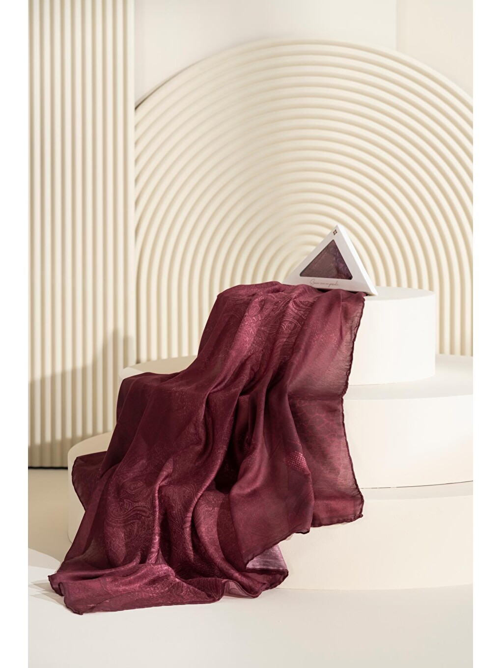Bordo Desenli Soft Eşarp Akleia-1