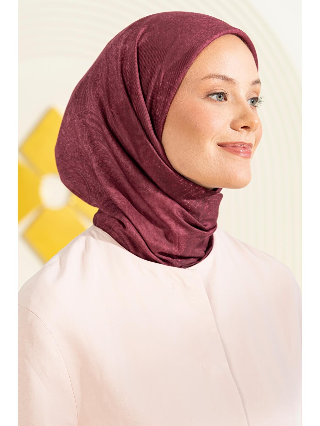 Bordo Desenli Soft Eşarp Akleia-3