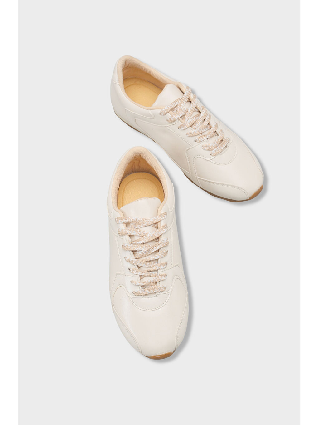 Bej Catarina Yan Şerit Detaylı Bağcıklı Günlük Spor Kadın Sneaker Ayakkabı-5