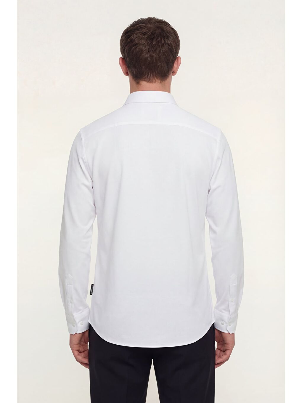 Giotelli Erkek Beyaz Dar Kesim Slim Fit %100 Pamuk Uzun Kollu Düğmeli Yaka Gömlek-3