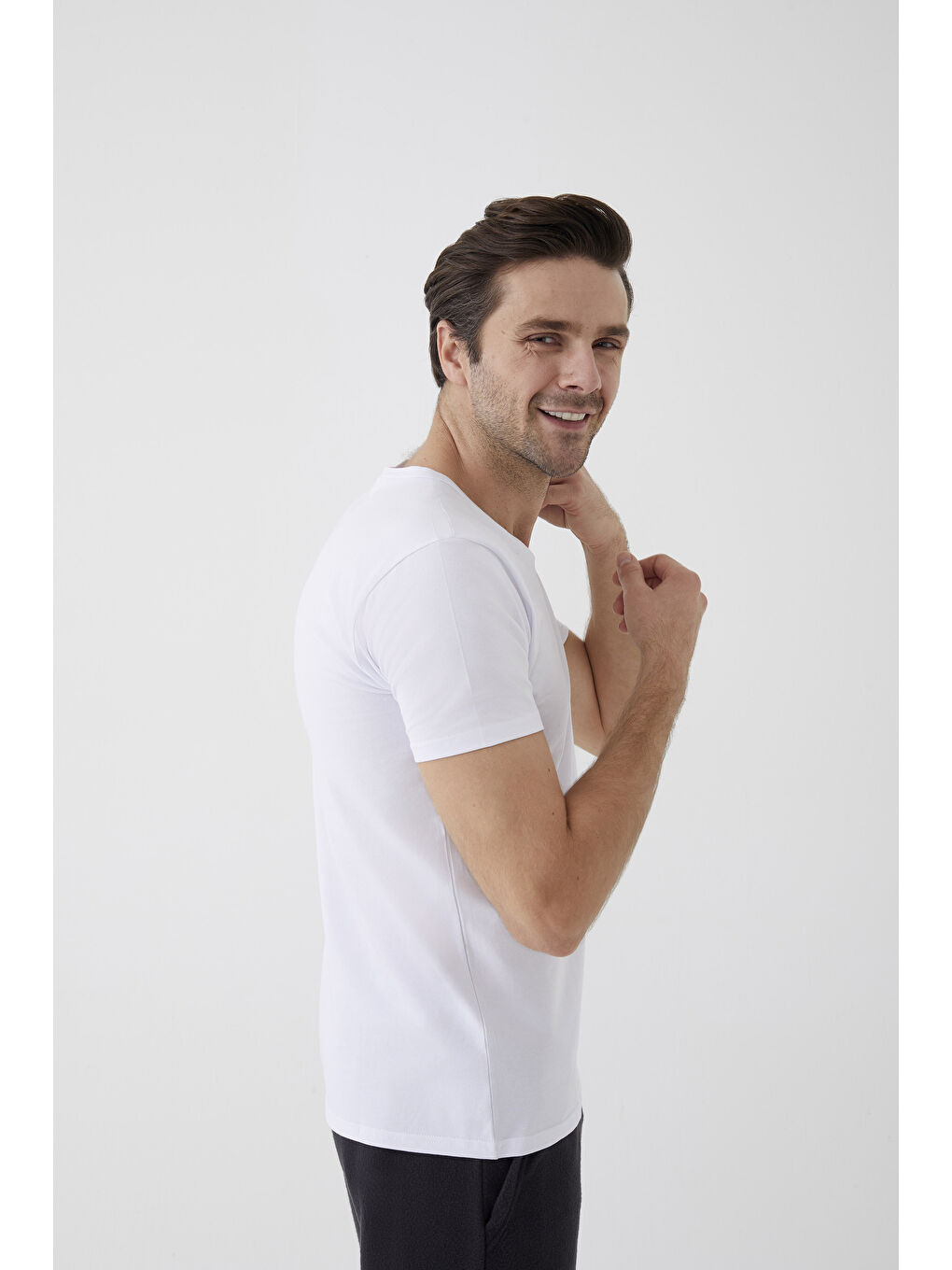 Siyah Erkek Pamuklu V Yaka Kısa Kollu Tişört 2 Adet-1