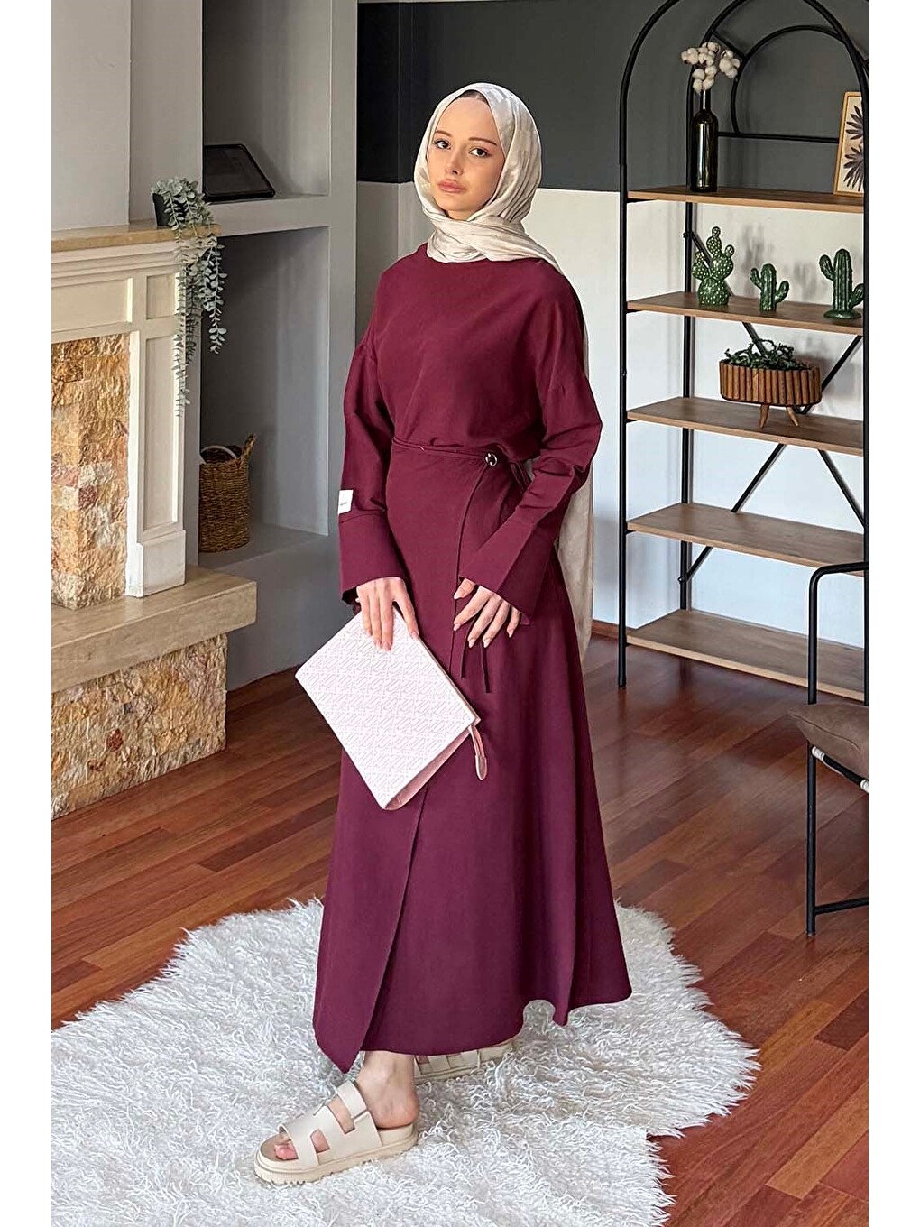 Eteği Bağlama Detaylı Takım Mürdüm-1