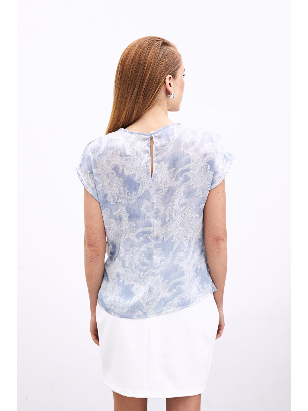 Aksesuar Detaylı Bluz - Mavi-4