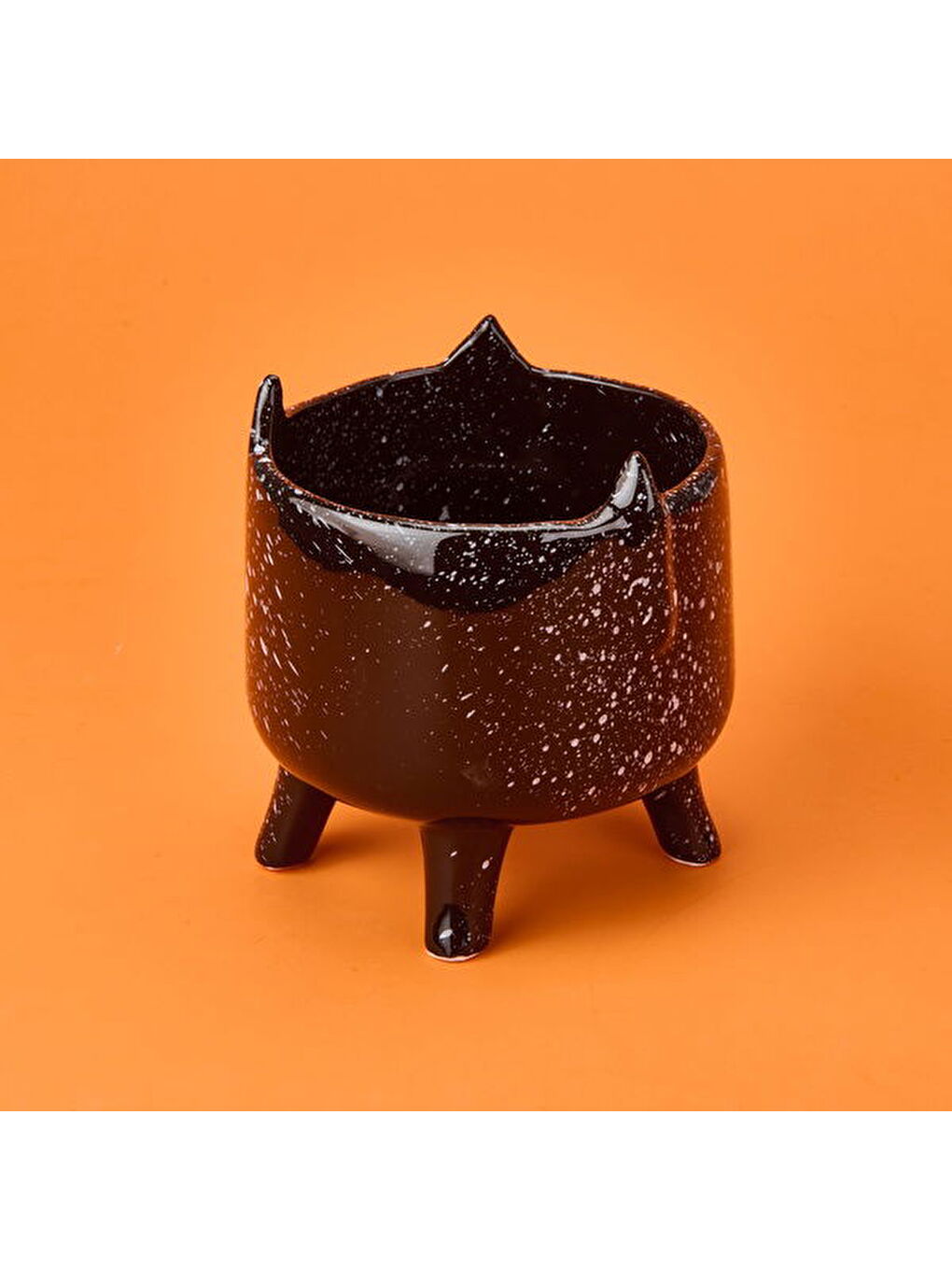 Ayaklı Seramik Saksı - Siyah - 14x14x15,5 cm