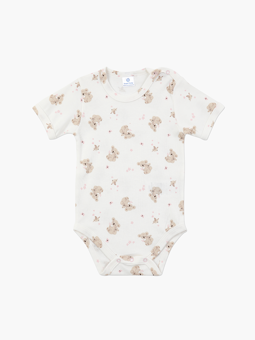 Pembe Bisiklet Yaka Baskılı Kısa Kollu Kız Bebek Çıtçıtlı Body 2'li-2