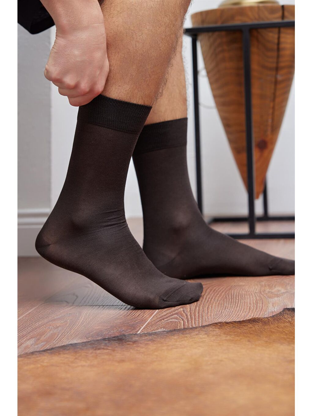 Merserize Erkek Soket Çorap Kahverengi