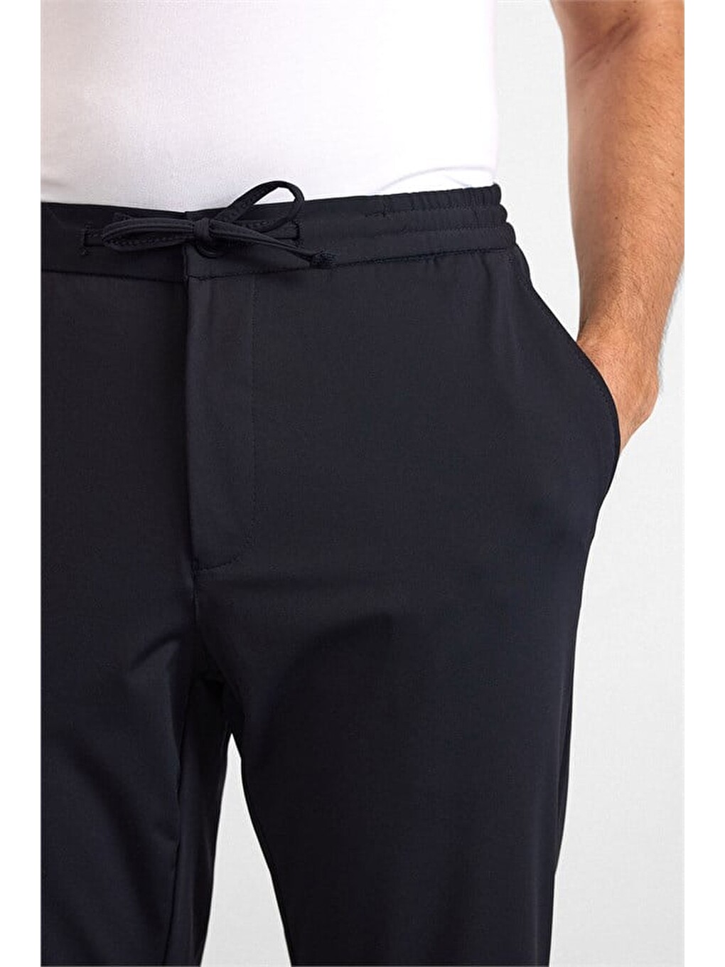 Lacivert Slim Düz Jogger Pantolon-2