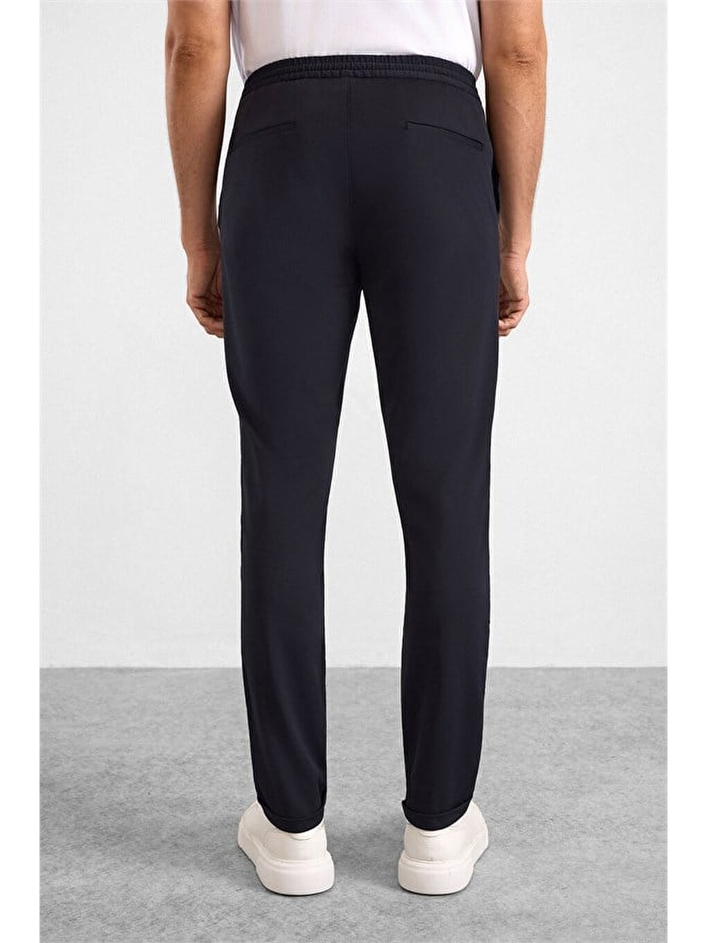 Lacivert Slim Düz Jogger Pantolon-4