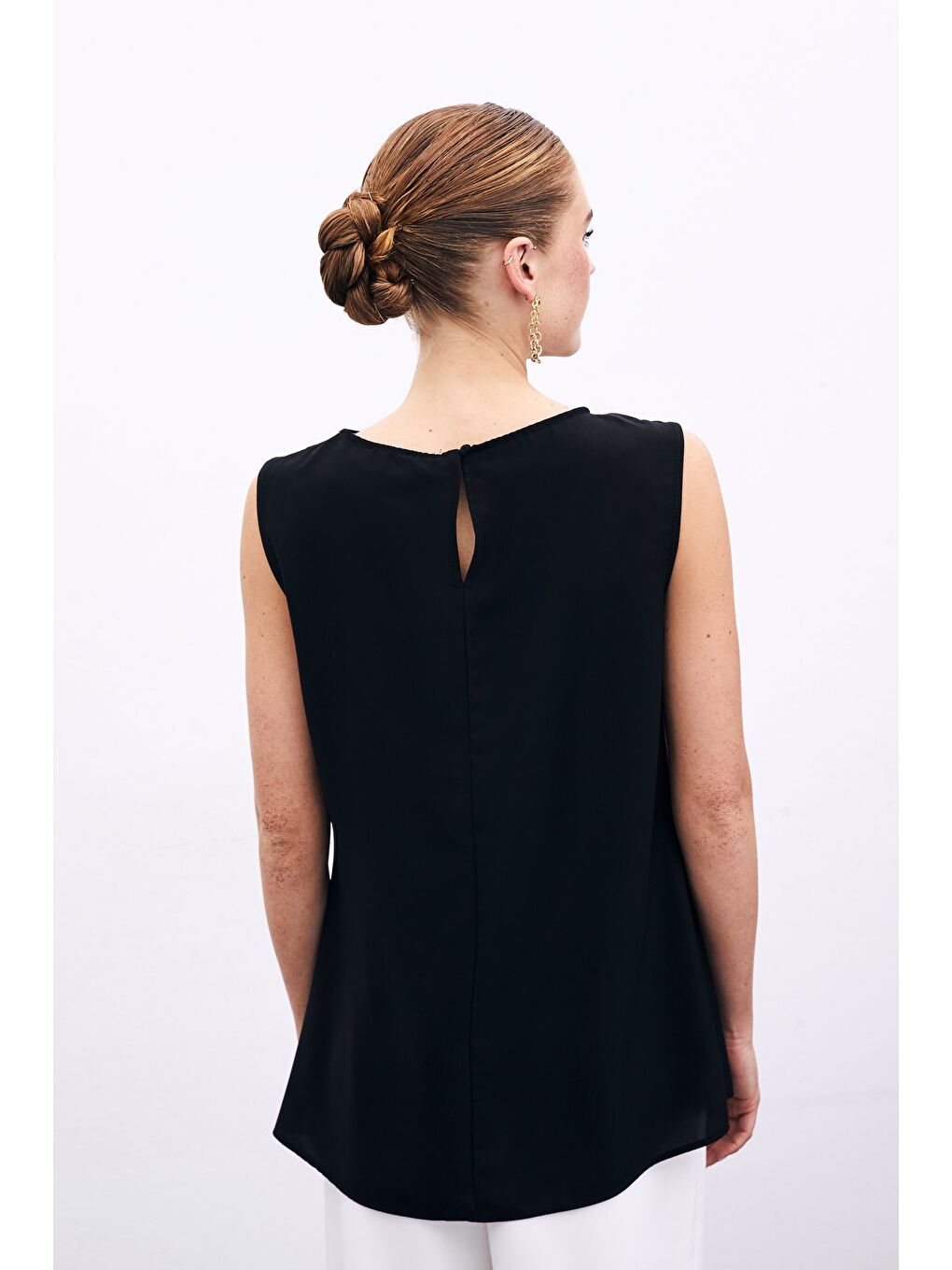 Tek Omuz Detaylı Bluz - Siyah-1