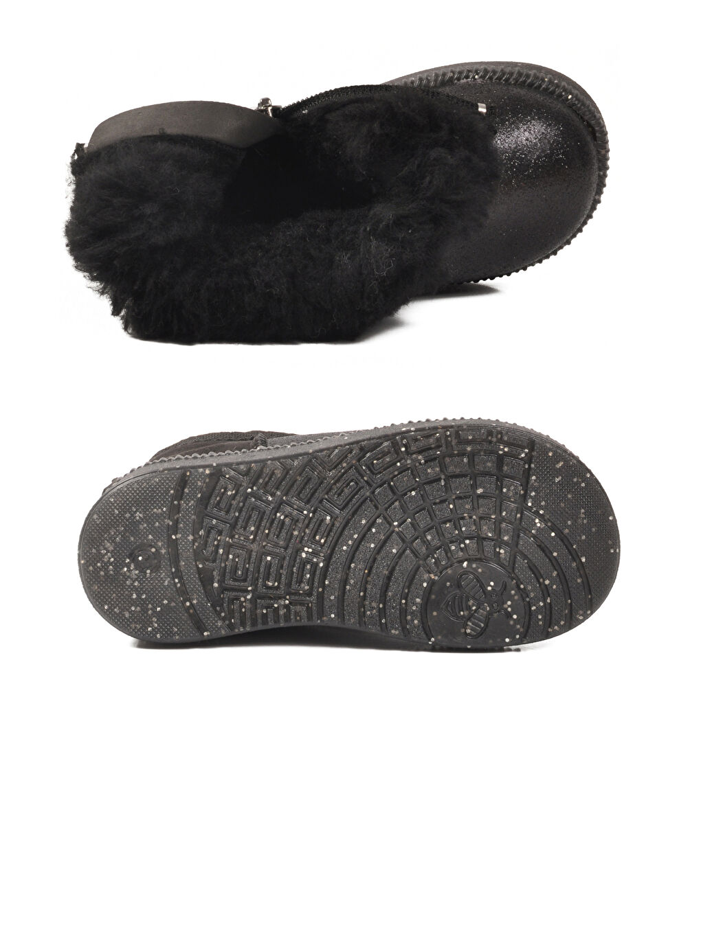 Siyah Simli İçi Kürklü Fermuarlı Bebek Bot 1212 B-4