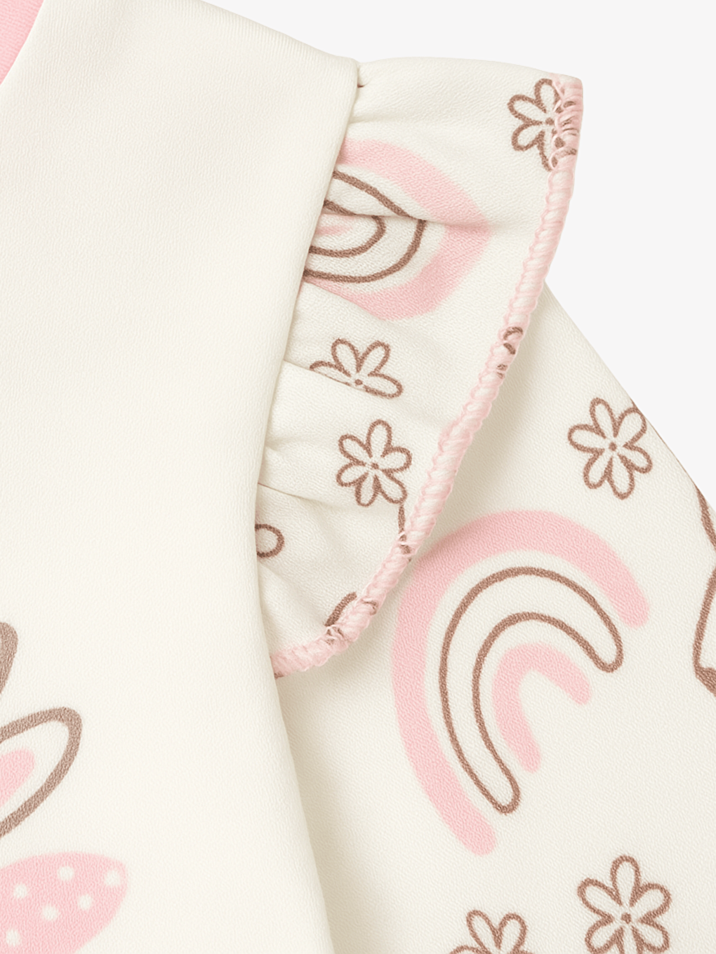 Ekru Bisiklet Yaka Uzun Kollu Baskılı Kız Bebek Tulum-1