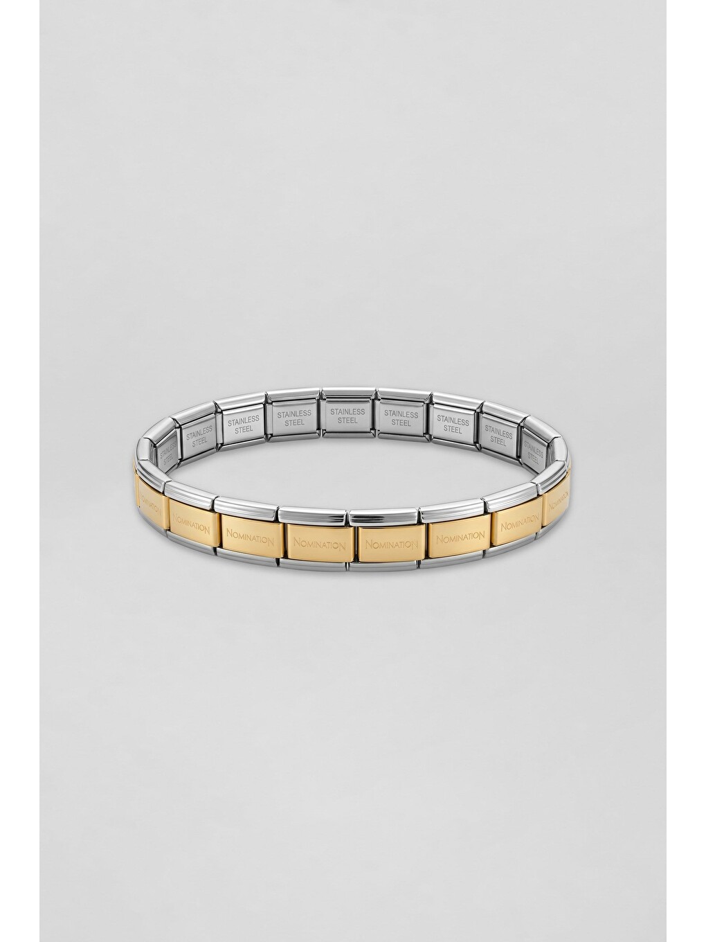 Sarı Unisex İtalyan Stil Yazılı Esnek Çelik Bileklik Gold