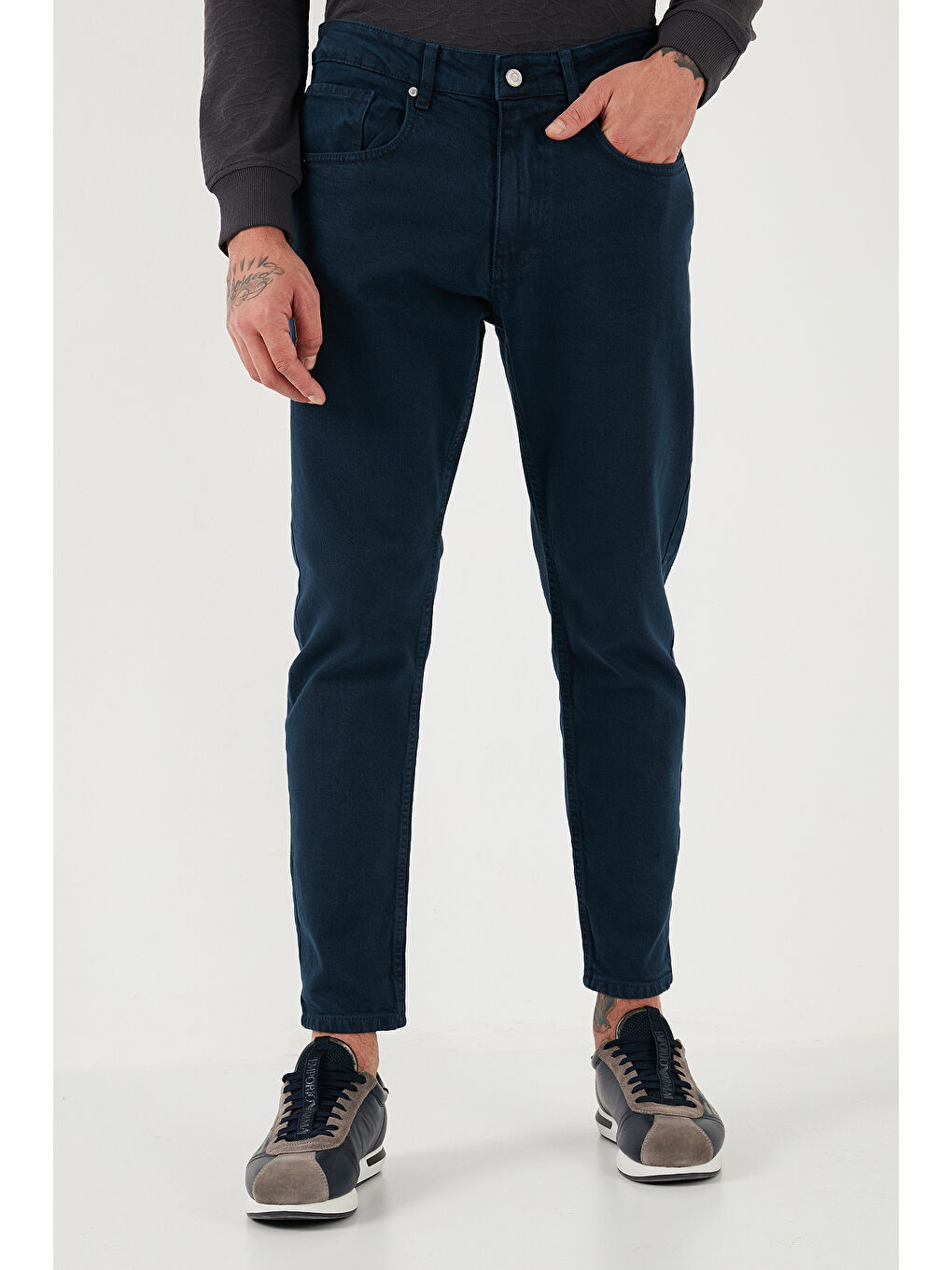 Buratti Lacivert Streç Pamuklu Slim Fit Normal Bel Boru Paça Erkek Jeans 15900S31MILANO