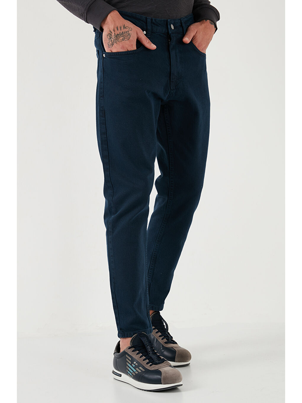 Buratti Lacivert Streç Pamuklu Slim Fit Normal Bel Boru Paça Erkek Jeans 15900S31MILANO - 3