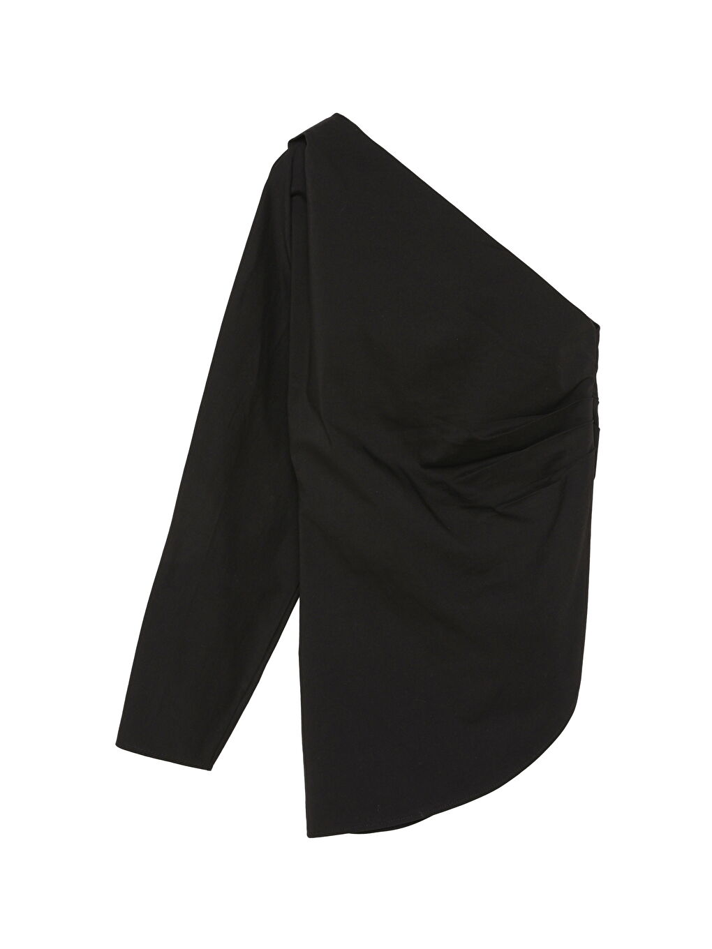 Drape Detaylı Tek Omuz Bluz Siyah