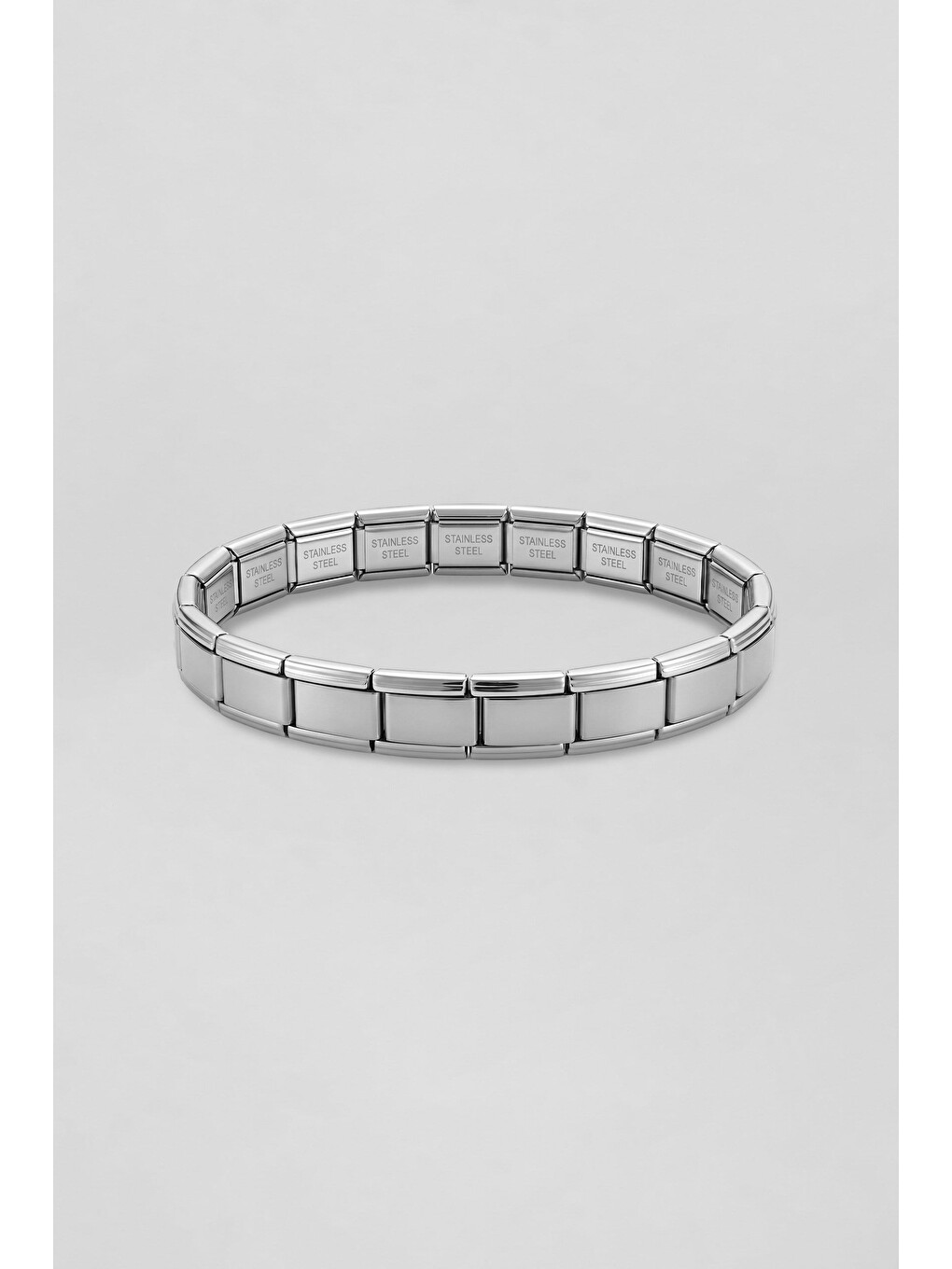 Gri Unisex İtalyan Stil Esnek Çelik Bileklik Gümüş
