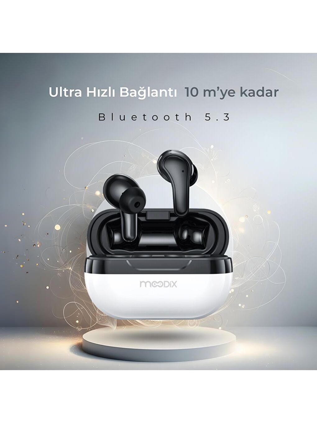 Moodix Siyah-Beyaz KI23K50 Bluetooth Kulakiçi Kulaklık Beyaz-Siyah ANC Aktif Gürültü Engelleyicili ipx4 Suya Day - 3