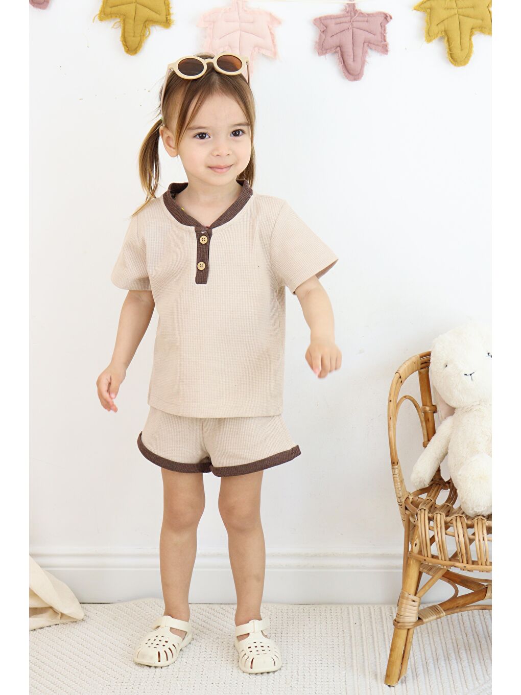 Bej Çift Renkli Waffle Takım-2