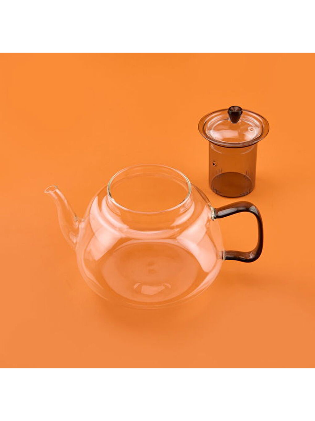 Karışık Cam Süzgeçli Demlik - Şeffaf / Antrasit - 1100 ml-1