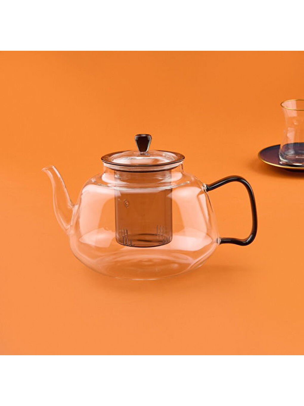 Karışık Cam Süzgeçli Demlik - Şeffaf / Antrasit - 1100 ml-2