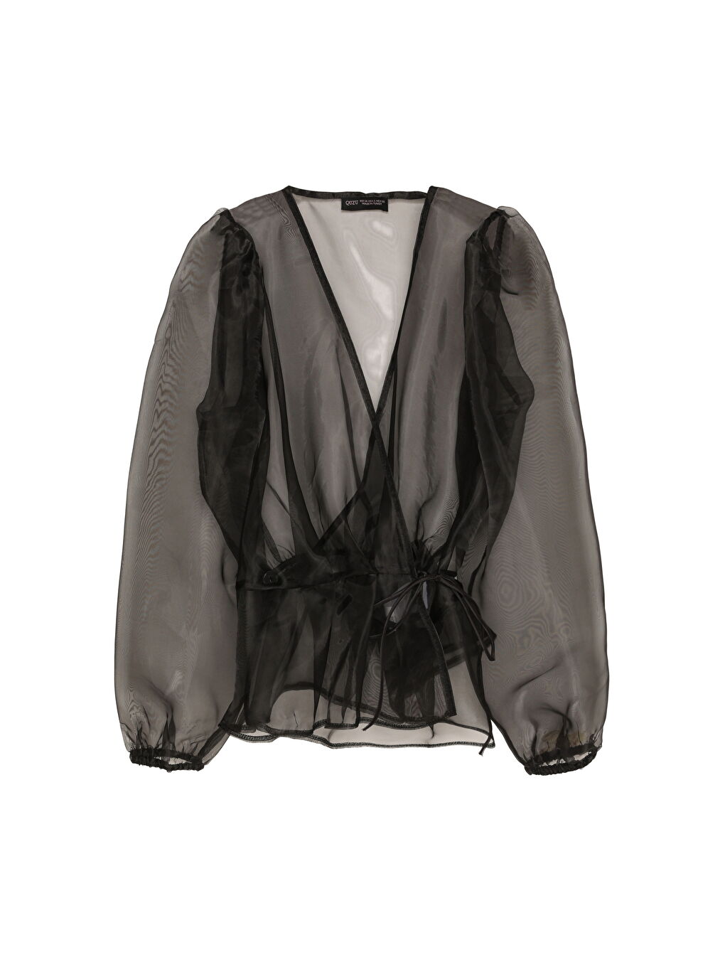 Bağlama Detaylı Organze Bluz Siyah