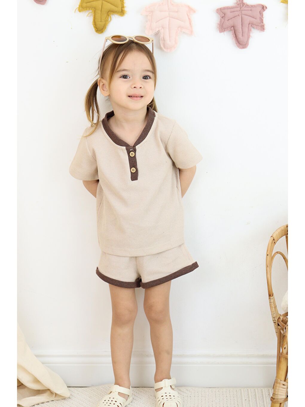 Bej Çift Renkli Waffle Takım-4