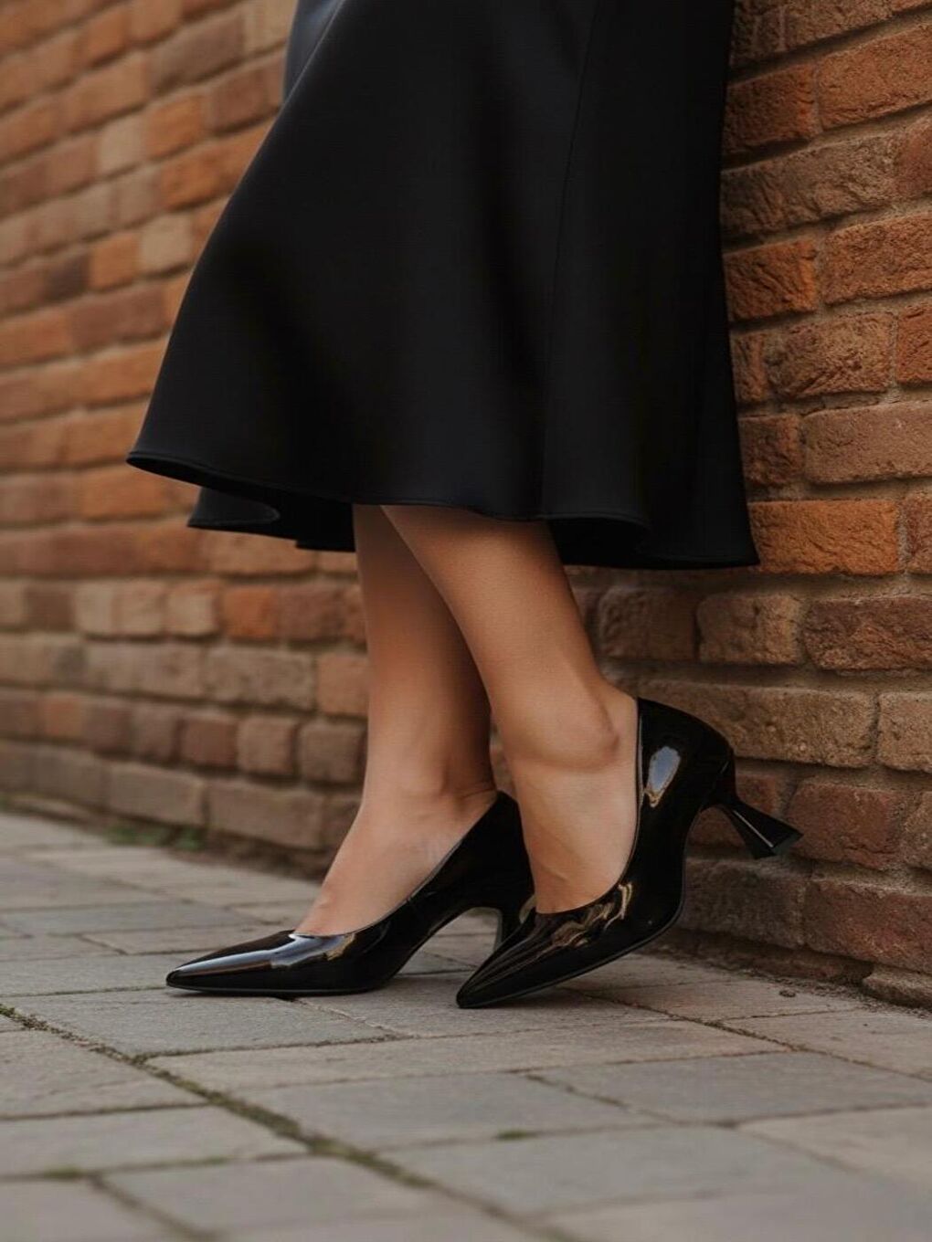 Kadın Bena Siyah Rugan Topuklu Ayakkabı Stiletto-2