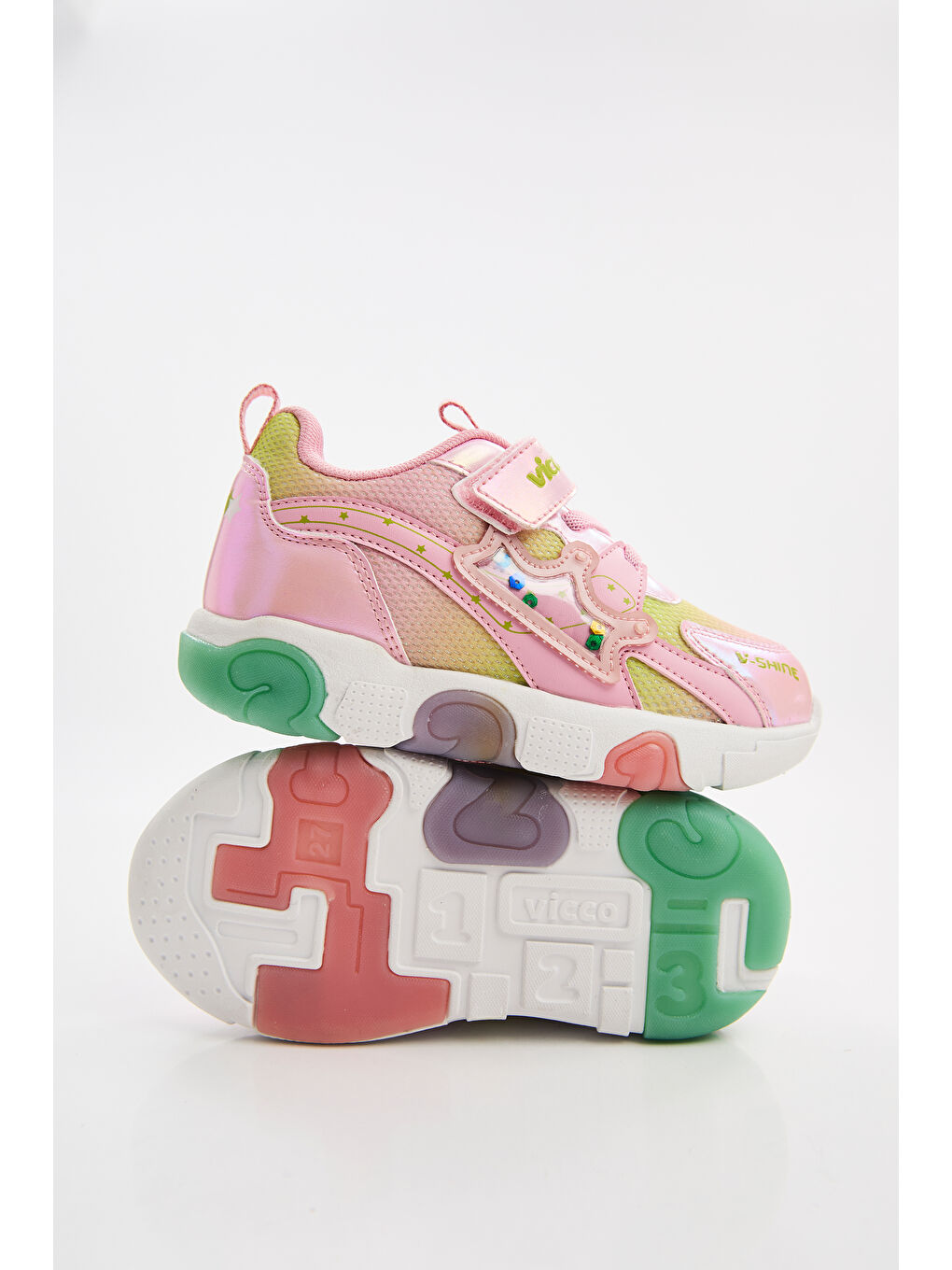 Pembe Queen Işıklı Kız Okul Öncesi Pudra Spor Ayakkabı-3