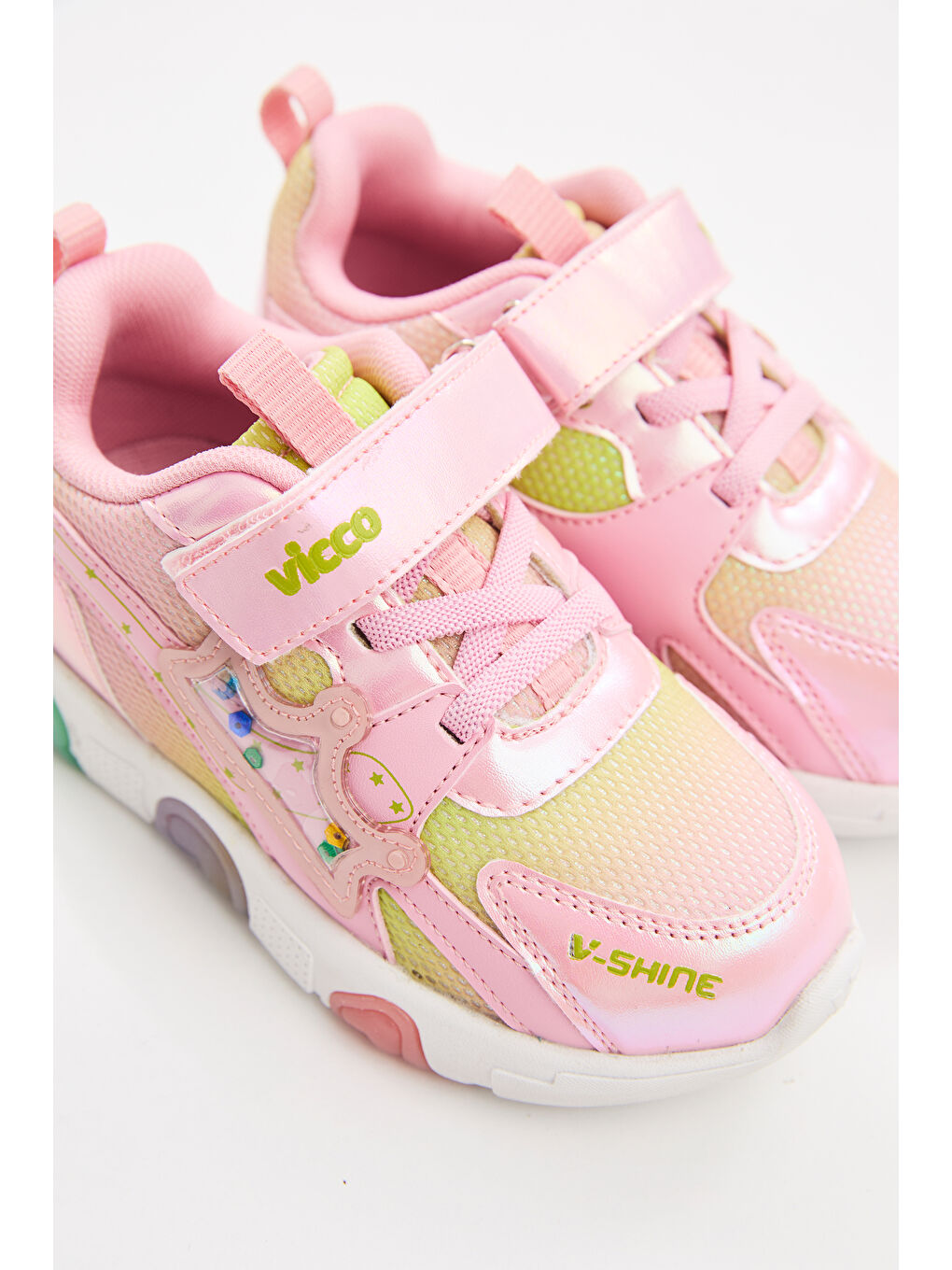 Pembe Queen Işıklı Kız Okul Öncesi Pudra Spor Ayakkabı-4