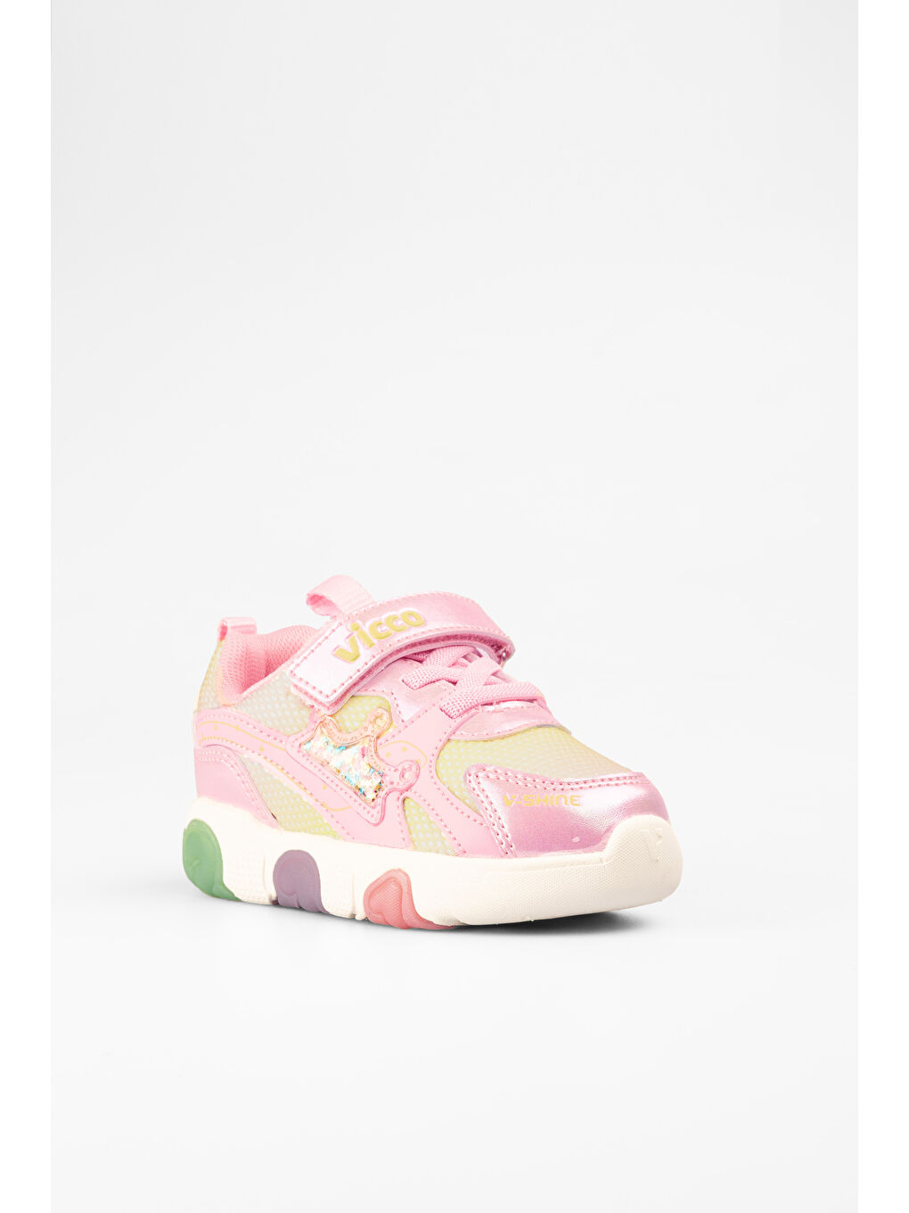 Pembe Queen Işıklı Kız Okul Öncesi Pudra Spor Ayakkabı-5