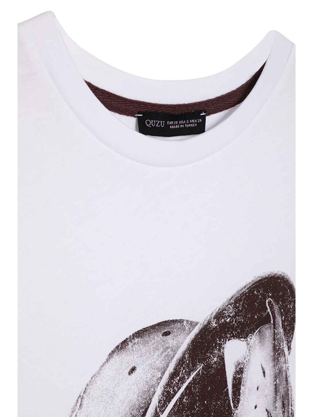 Retro Baskı Detaylı Kısa Kol Tişört Beyaz-1