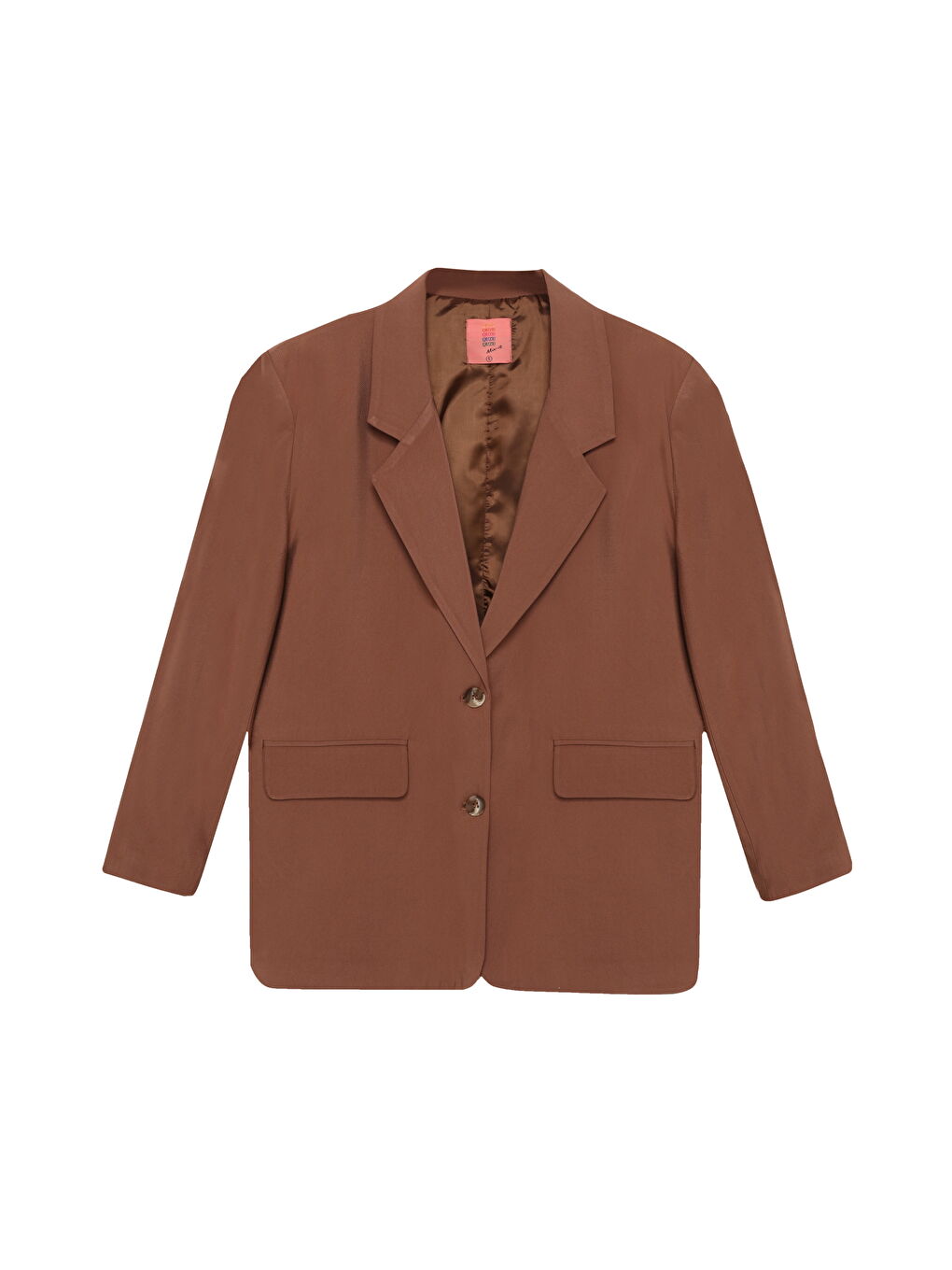 QUZU Çift Düğmeli Oversize Blazer Ceket Kahverengi