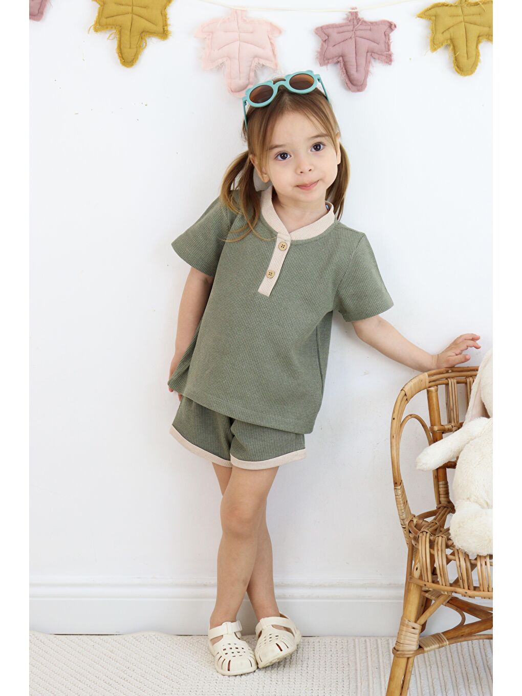 Yeşil Çift Renkli Waffle Takım-3