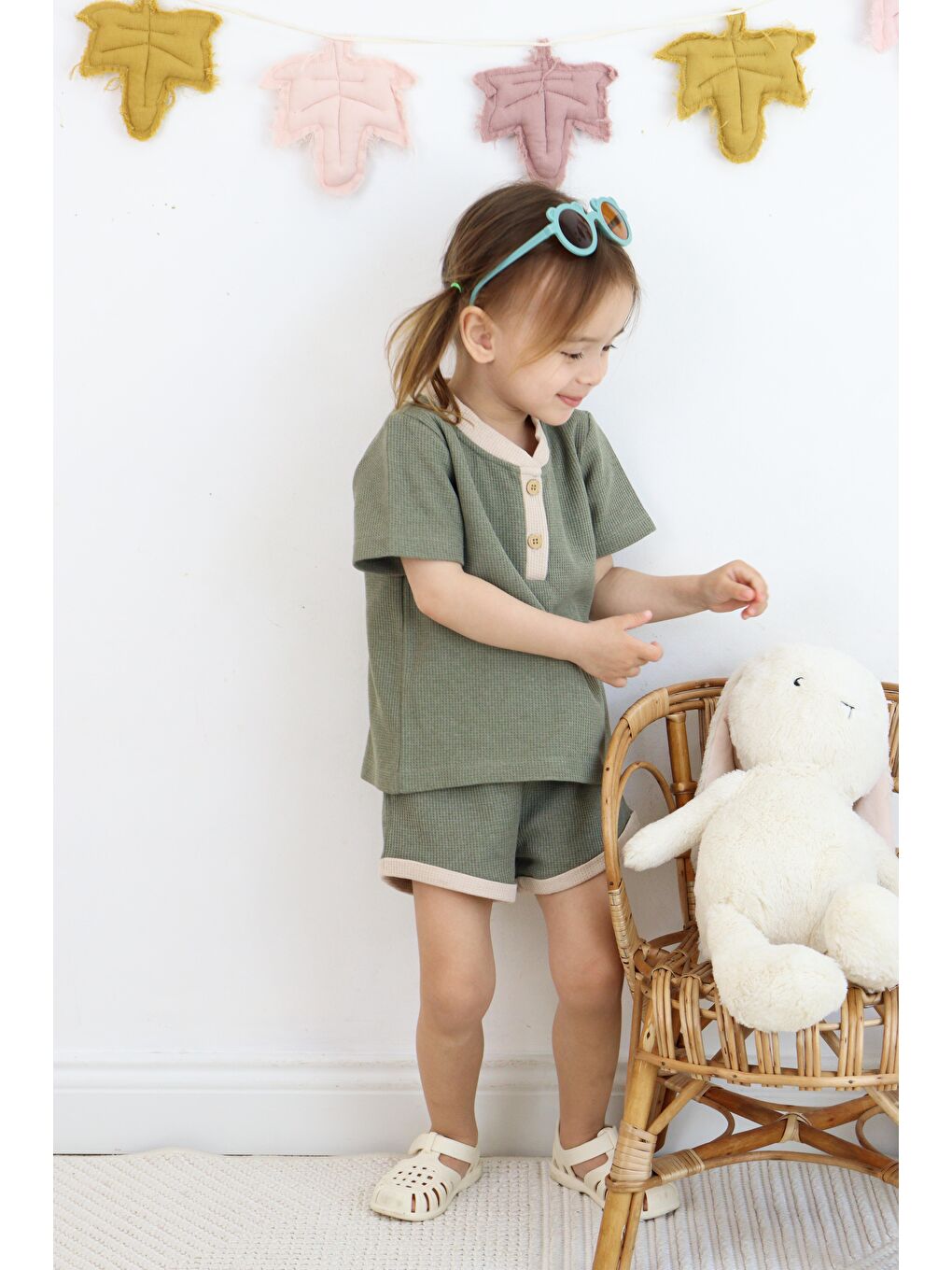 Yeşil Çift Renkli Waffle Takım-4