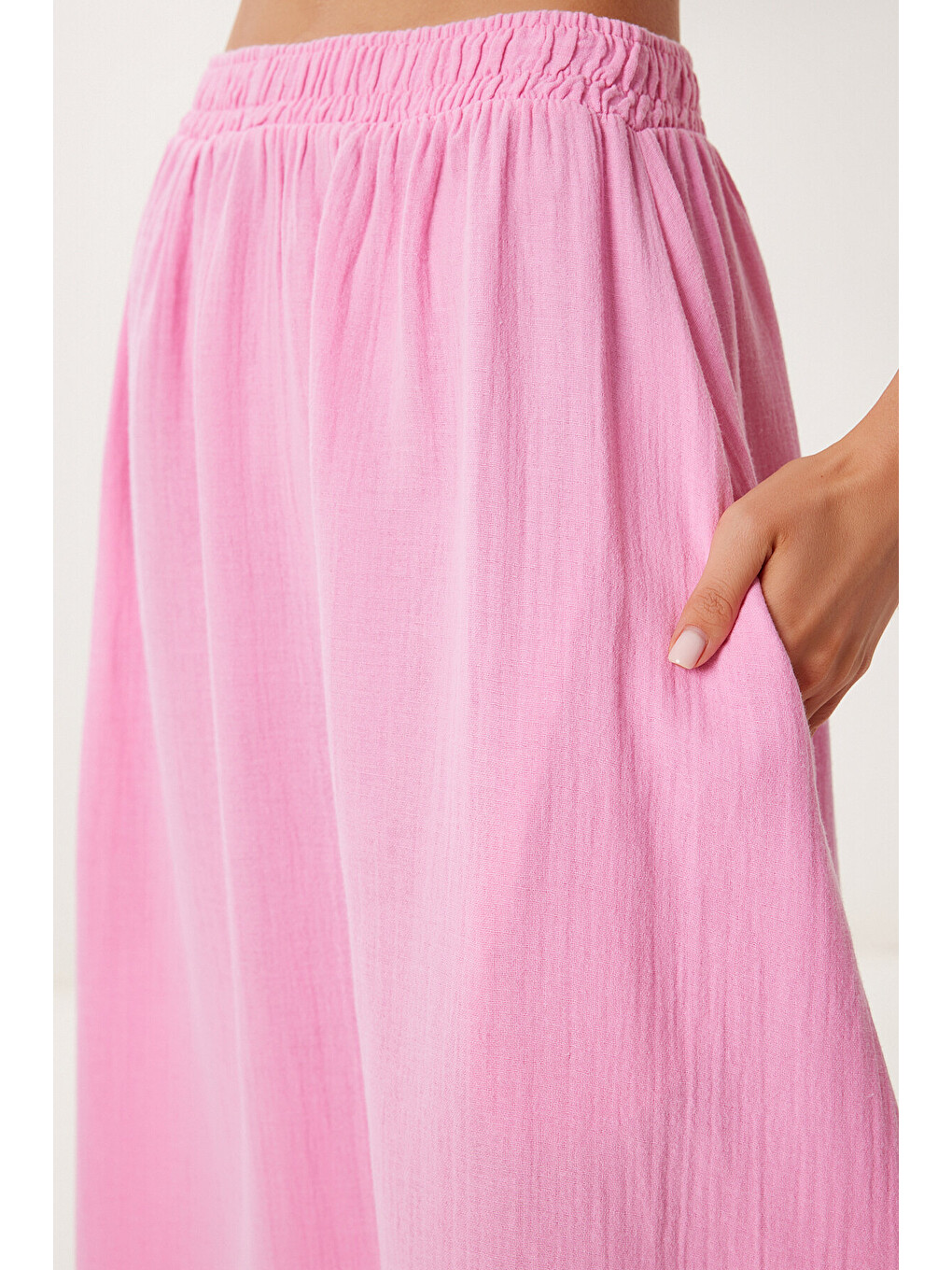 Pembe Cepli Kloş Müslin Etek PEMBE LBV0067-3