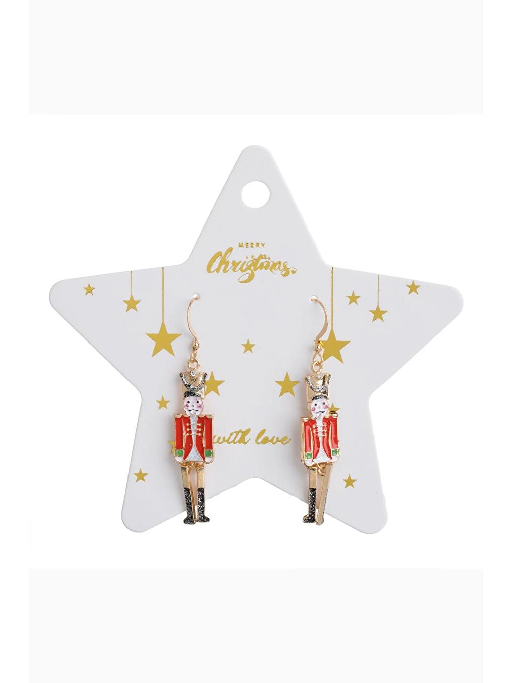 Sarı Yılbaşı Nutcraker Kurşun Asker Sallantılı Küpe