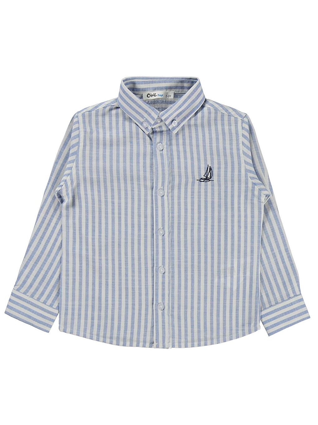 Boys Nakışlı Gömlek 2-5 Yaş Gömlek - Mavi 4-5 Yaş