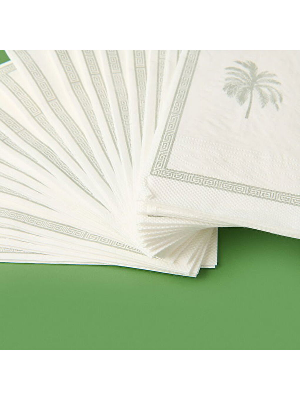 Karışık Kitchen 20'li Palmiye Desen Peçete - Gri / Beyaz - 16x8 cm-1