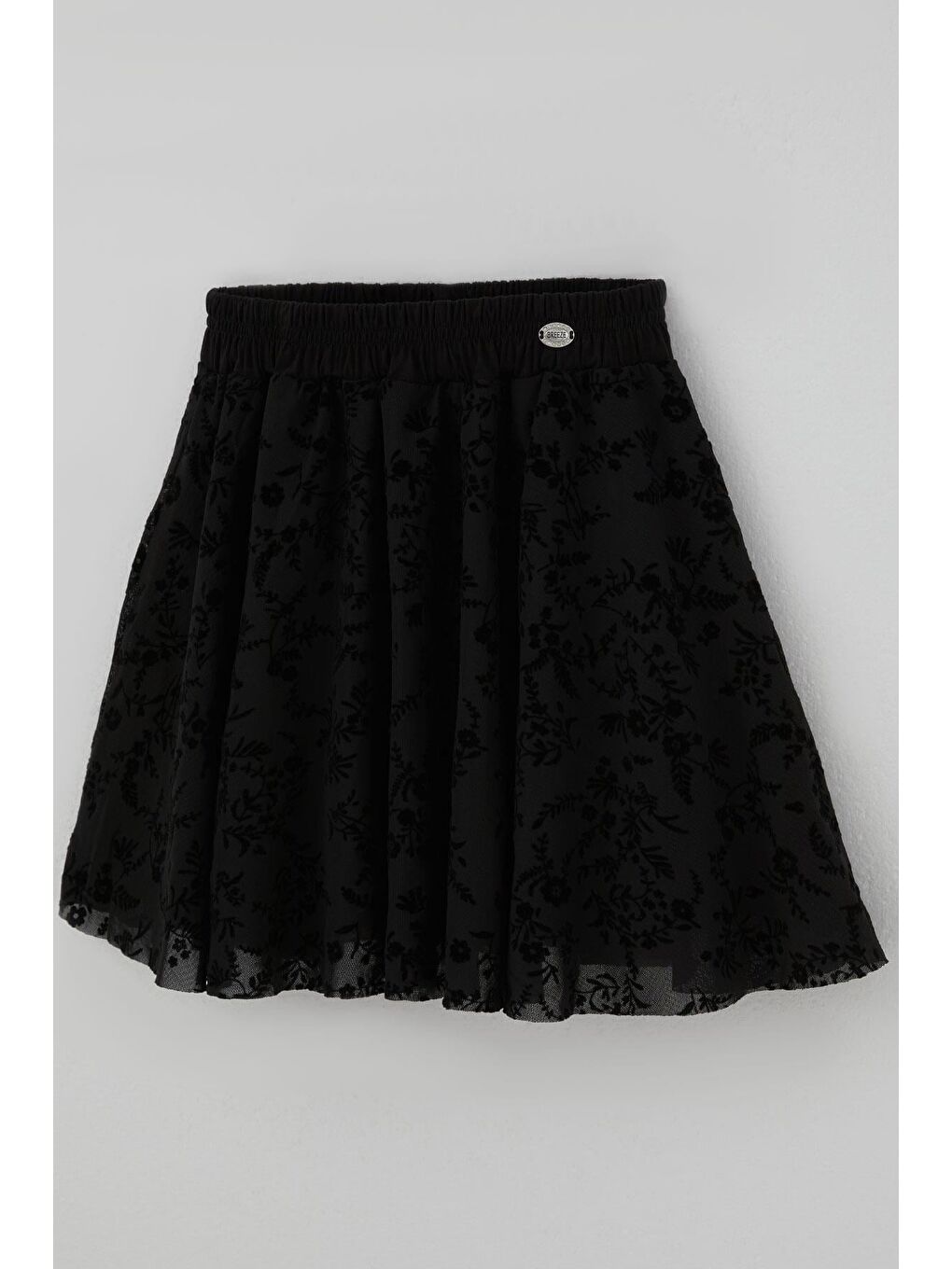 Kız Çocuk Etek Çiçek Nakışlı Bel Kısmı Lastikli Siyah (6-12 Yaş)-2