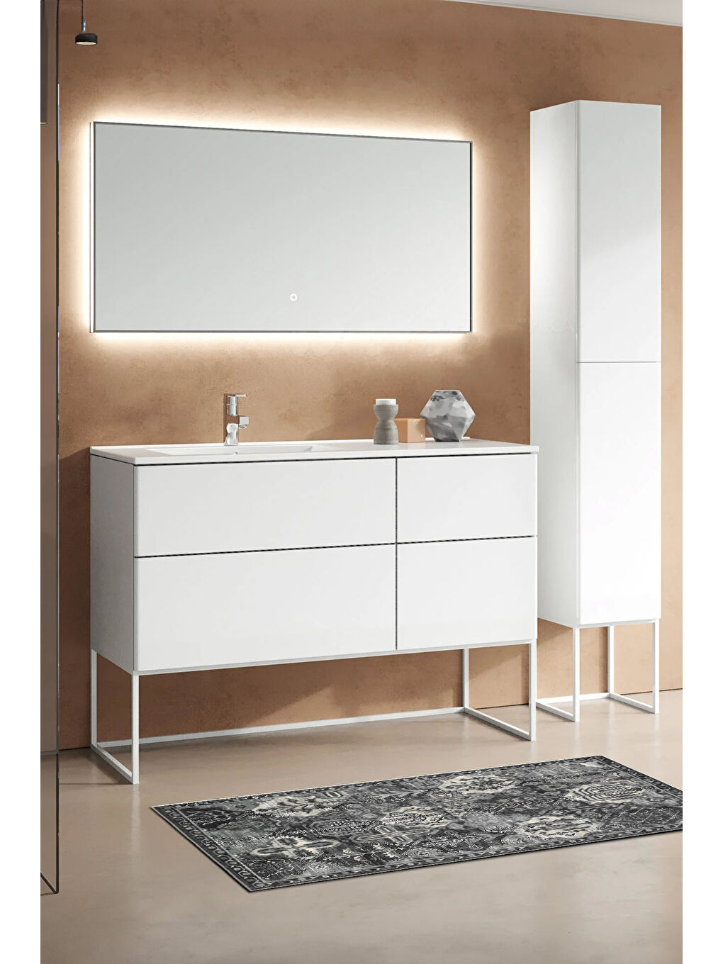 Homefesto Siyah Dekoratif Özel Tasarım Yıkanabilir İnce Kaymaz Tabanlı Modern Halı KECE FR13 - 3