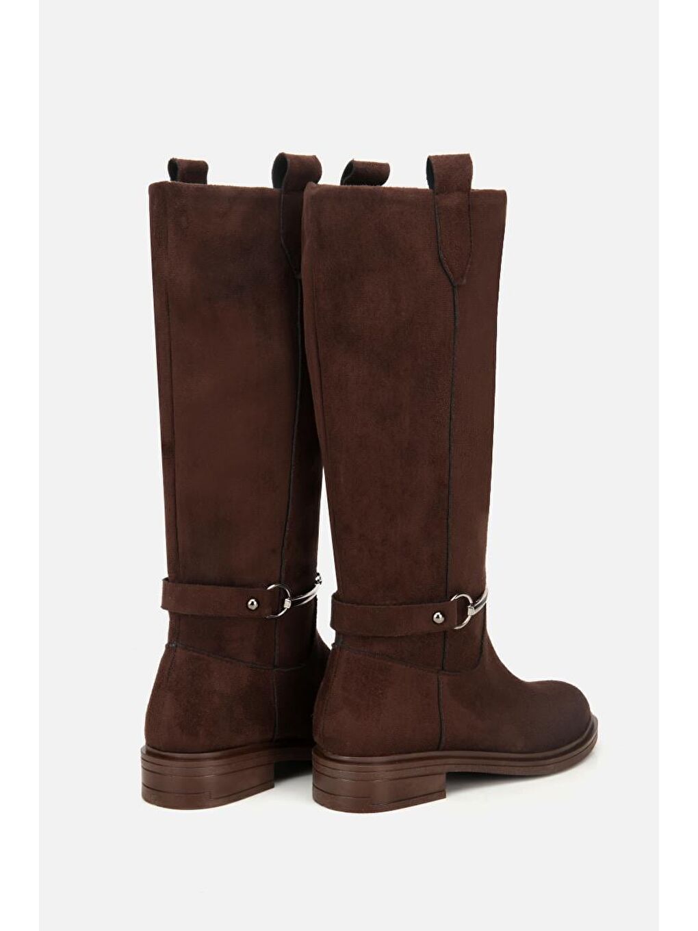Kadın Süet Kahverengi Zincir Detaylı Çizme-3