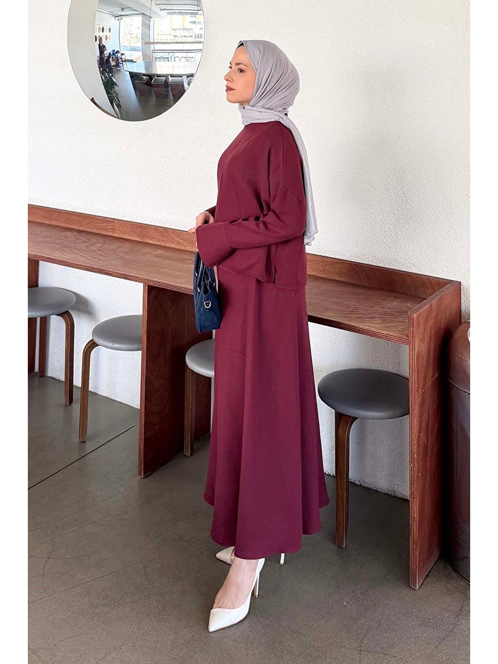 Kol Biye Detaylı Takım Mürdüm-1