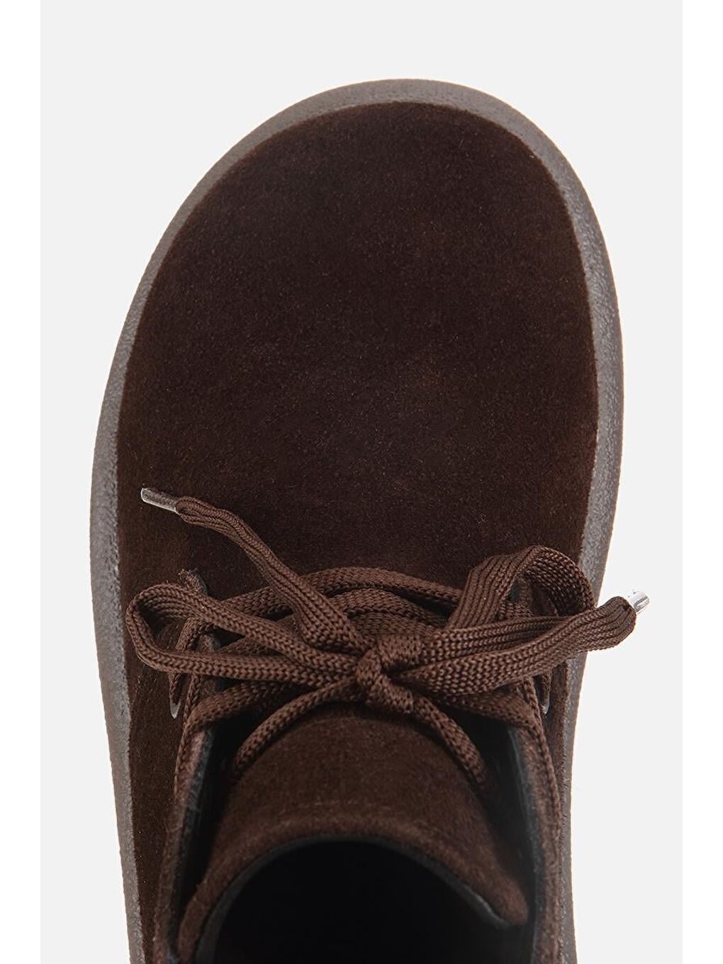 Kadın Süet Deri Kahverengi Bağcıklı Düz Bot-4