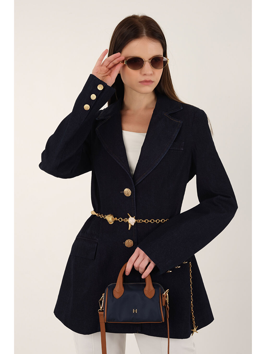 Denim Blazer Ceket Mavi-1