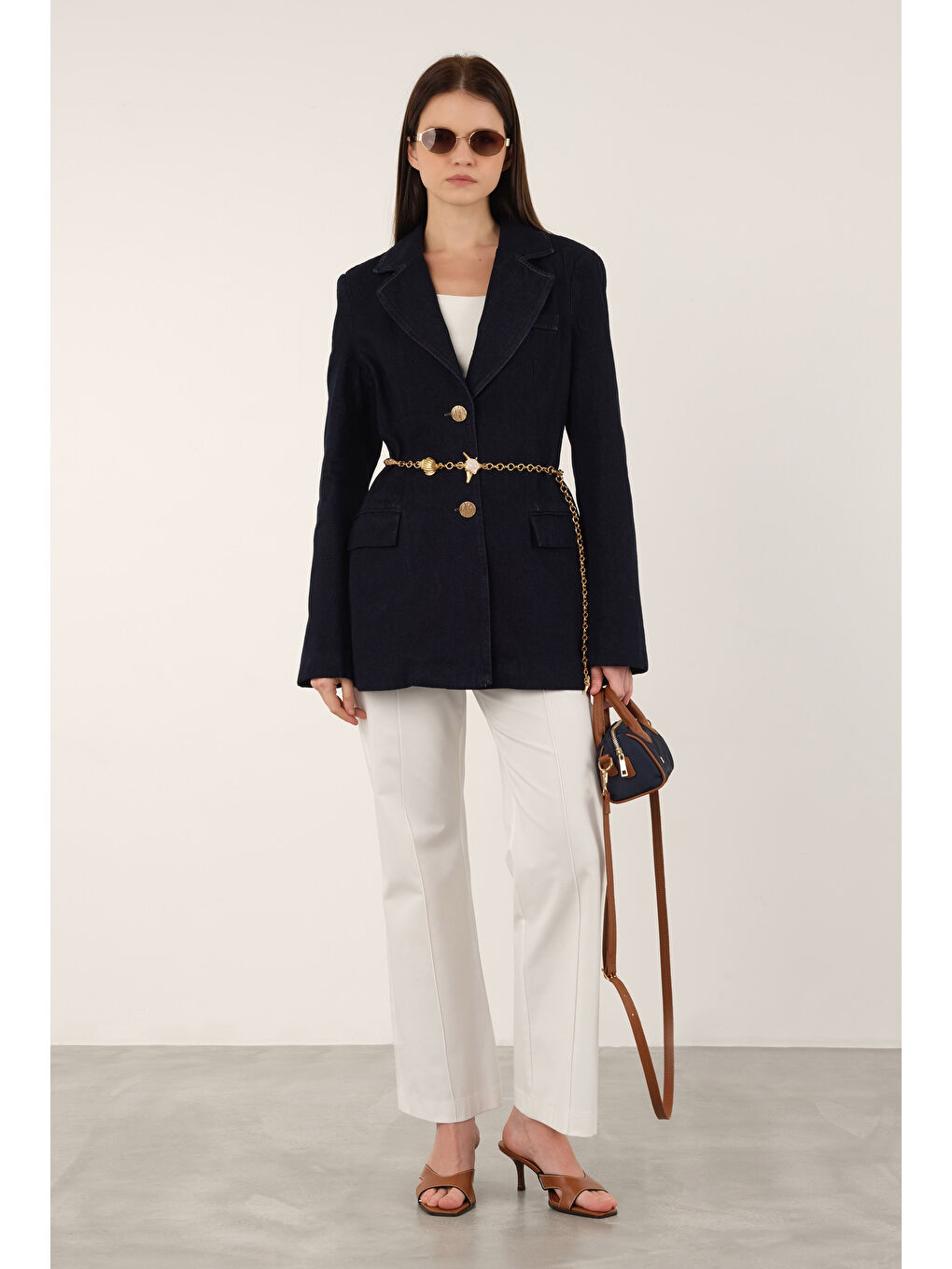 Denim Blazer Ceket Mavi-2