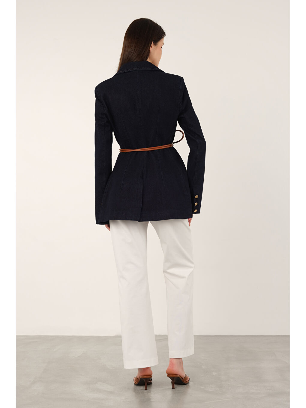 Denim Blazer Ceket Mavi-3