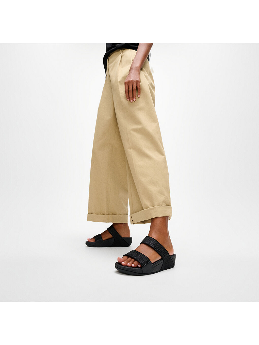 Kadın Siyah Terlik A4Y-001 LULU Textured Glitzy-1