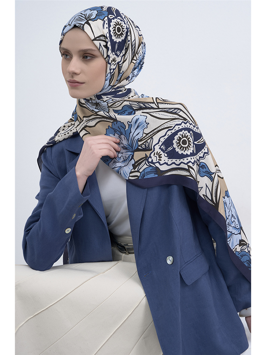 Lacivert Pure Şal 3217 44