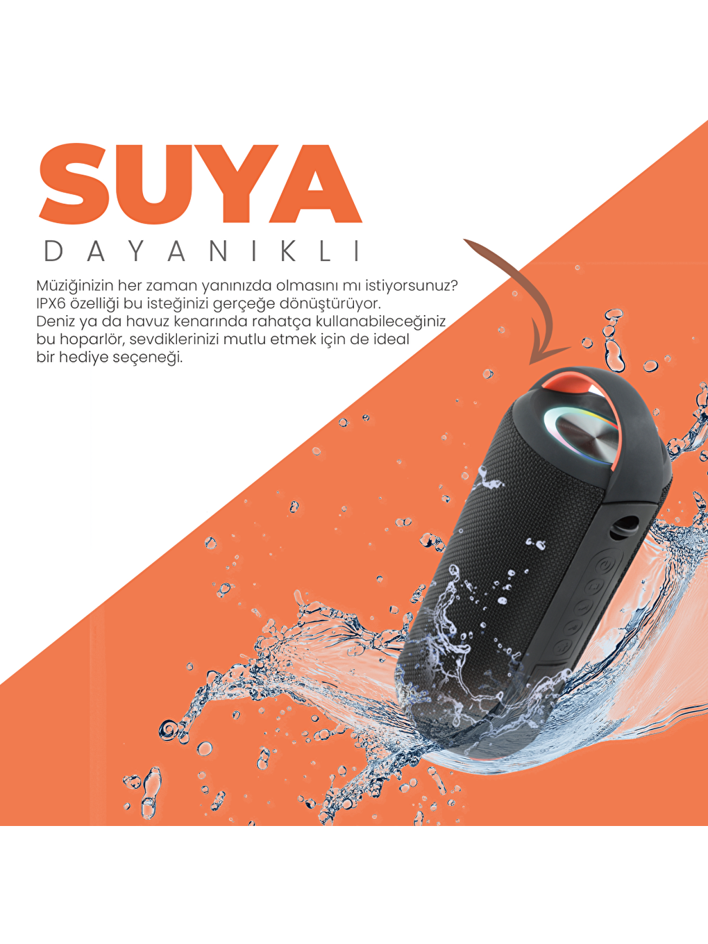 Moodix Siyah KI23KS162 Bluetooth Hoparlör Siyah 10W*2 IPX6 Suya Dayanıklı - 4